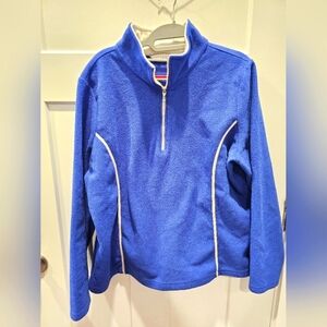 IZOD Women’s XL Blue Quarter Zip Fleece Pullover Contrast Trim Warm Outerwear